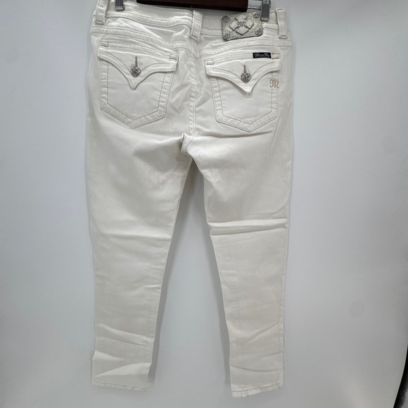 Miss Me White Distressed Mid-Rise Cuffed Skinny Jeans Women 31 MS4009CK74 - Picture 2 of 15